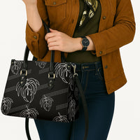 Aloha Hawaii Acacia Koa Leaves Leather Bag Black Kakau Tribal Pattern LT05 - Polynesian Pride