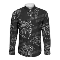 Aloha Hawaii Acacia Koa Leaves Long Sleeve Button Shirt Black Kakau Tribal Pattern LT05 Unisex Black - Polynesian Pride