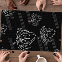 Aloha Hawaii Acacia Koa Leaves Puzzle Black Kakau Tribal Pattern LT05 - Polynesian Pride