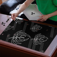 Aloha Hawaii Acacia Koa Leaves Puzzle Black Kakau Tribal Pattern LT05 - Polynesian Pride