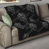 Aloha Hawaii Acacia Koa Leaves Quilt Black Kakau Tribal Pattern LT05 - Polynesian Pride