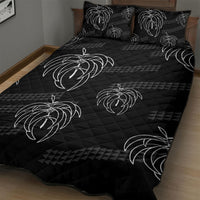 Aloha Hawaii Acacia Koa Leaves Quilt Bed Set Black Kakau Tribal Pattern LT05 - Polynesian Pride
