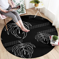 Aloha Hawaii Acacia Koa Leaves Round Carpet Black Kakau Tribal Pattern LT05 - Polynesian Pride