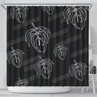 Aloha Hawaii Acacia Koa Leaves Shower Curtain Black Kakau Tribal Pattern LT05 - Polynesian Pride
