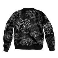 Aloha Hawaii Acacia Koa Leaves Sleeve Zip Bomber Jacket Black Kakau Tribal Pattern LT05 - Polynesian Pride