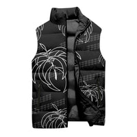 Aloha Hawaii Acacia Koa Leaves Sleeveless Puffer Jacket Black Kakau Tribal Pattern LT05 - Polynesian Pride