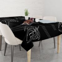 Aloha Hawaii Acacia Koa Leaves Tablecloth Black Kakau Tribal Pattern LT05 - Polynesian Pride