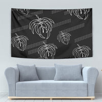 Aloha Hawaii Acacia Koa Leaves Tapestry Black Kakau Tribal Pattern LT05 - Polynesian Pride