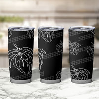 Aloha Hawaii Acacia Koa Leaves Tumbler Cup Black Kakau Tribal Pattern LT05 - Polynesian Pride