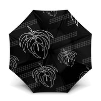 Aloha Hawaii Acacia Koa Leaves Umbrella Black Kakau Tribal Pattern LT05 One Size Folded 11.42 inch Opened Diameter 37.4 inch Black - Polynesian Pride