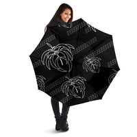 Aloha Hawaii Acacia Koa Leaves Umbrella Black Kakau Tribal Pattern LT05 - Polynesian Pride