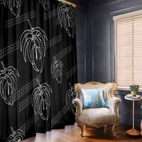 Aloha Hawaii Acacia Koa Leaves Window Curtain Black Kakau Tribal Pattern LT05 - Polynesian Pride