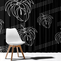Aloha Hawaii Acacia Koa Leaves Window Curtain Black Kakau Tribal Pattern LT05 - Polynesian Pride