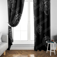 Aloha Hawaii Acacia Koa Leaves Window Curtain Black Kakau Tribal Pattern LT05 - Polynesian Pride