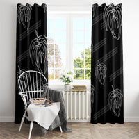 Aloha Hawaii Acacia Koa Leaves Window Curtain Black Kakau Tribal Pattern LT05 - Polynesian Pride