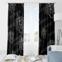Aloha Hawaii Acacia Koa Leaves Window Curtain Black Kakau Tribal Pattern LT05 - Polynesian Pride