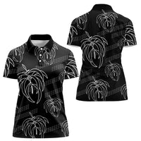 Aloha Hawaii Acacia Koa Leaves Women Polo Shirt Black Kakau Tribal Pattern LT05 - Polynesian Pride