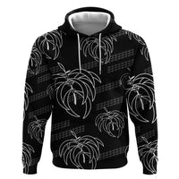 Aloha Hawaii Acacia Koa Leaves Zip Hoodie Black Kakau Tribal Pattern LT05 Pullover Hoodie Black - Polynesian Pride