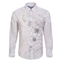 Lotu Tamaiti Samoa Family Matching Off Shoulder Short Dress and Hawaiian Shirt White Sunday Polynesian Tribal Pattern Elegant Style
