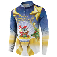 Niue Christmas Button Sweatshirt Seashell Santa Beach Vibes - Polynesian Pride