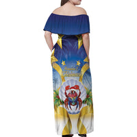 Niue Christmas Family Matching Off Shoulder Maxi Dress and Hawaiian Shirt Seashell Santa Beach Vibes - Polynesian Pride