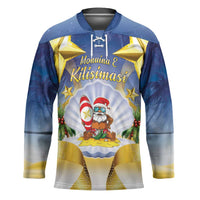 Niue Christmas Hockey Jersey Seashell Santa Beach Vibes - Polynesian Pride