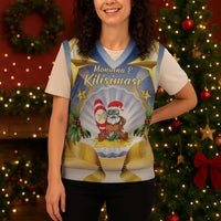 Niue Christmas Knitted V-Neck Vest Seashell Santa Beach Vibes - Polynesian Pride