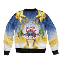 Niue Christmas Sleeve Zip Bomber Jacket Seashell Santa Beach Vibes - Polynesian Pride