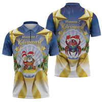Niue Christmas Zipper Polo Shirt Seashell Santa Beach Vibes - Polynesian Pride