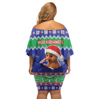 New Zealand Christmas Family Matching Off Shoulder Short Dress and Hawaiian Shirt Have Yourself A Kiwi-tastic Christmas - Polynesian Pride