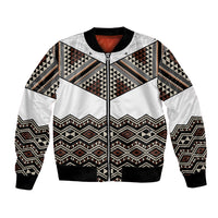 New Zealand Aotearoa Bomber Jacket Taniko Art Simple Style LT05 Unisex Brown - Polynesian Pride