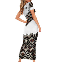 New Zealand Aotearoa Short Sleeve Bodycon Dress Taniko Art Simple Style LT05 - Polynesian Pride