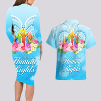 Universal Human Rights Month Couples Matching Long Sleeve Bodycon Dress and Hawaiian Shirt Polynesian Style LT05 - Polynesian Pride