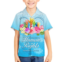 Universal Human Rights Month Family Matching Tank Maxi Dress and Hawaiian Shirt Polynesian Style LT05 Son's Shirt Blue - Polynesian Pride