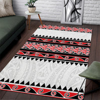 New Zealand Aotearoa Area Rug With Kowhaiwhai Pattern Red Version LT05 Red - Polynesian Pride