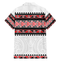 New Zealand Aotearoa Family Matching Puletasi Dress and Hawaiian Shirt With Kowhaiwhai Pattern Red Version LT05 - Polynesian Pride