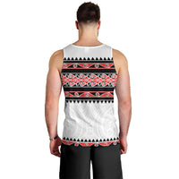 New Zealand Aotearoa Men Tank Top With Kowhaiwhai Pattern Red Version LT05 - Polynesian Pride