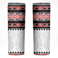 New Zealand Aotearoa Skinny Tumbler With Kowhaiwhai Pattern Red Version LT05 Red - Polynesian Pride