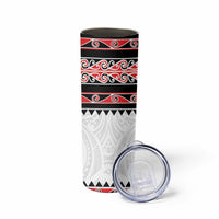 New Zealand Aotearoa Skinny Tumbler With Kowhaiwhai Pattern Red Version LT05 - Polynesian Pride
