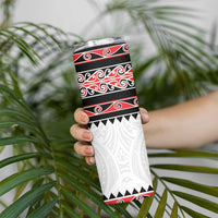 New Zealand Aotearoa Skinny Tumbler With Kowhaiwhai Pattern Red Version LT05 - Polynesian Pride