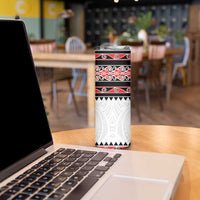 New Zealand Aotearoa Skinny Tumbler With Kowhaiwhai Pattern Red Version LT05 - Polynesian Pride