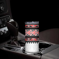 New Zealand Aotearoa Skinny Tumbler With Kowhaiwhai Pattern Red Version LT05 - Polynesian Pride
