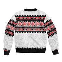 New Zealand Aotearoa Sleeve Zip Bomber Jacket With Kowhaiwhai Pattern Red Version LT05 - Polynesian Pride