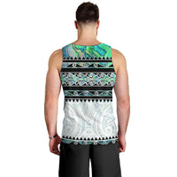 New Zealand Aotearoa Men Tank Top With Paua Shell Kowhaiwhai Pattern LT05 - Polynesian Pride