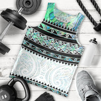 New Zealand Aotearoa Men Tank Top With Paua Shell Kowhaiwhai Pattern LT05 - Polynesian Pride