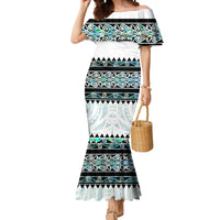New Zealand Aotearoa Mermaid Dress With Paua Shell Kowhaiwhai Pattern LT05 Women Green - Polynesian Pride