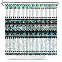 New Zealand Aotearoa Shower Curtain With Paua Shell Kowhaiwhai Pattern LT05 Green - Polynesian Pride