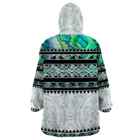 New Zealand Aotearoa Wearable Blanket Hoodie With Paua Shell Kowhaiwhai Pattern LT05 - Polynesian Pride