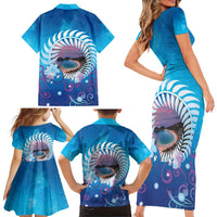 New Zealand Matapouri Beach Landscape Family Matching Short Sleeve Bodycon Dress and Hawaiian Shirt