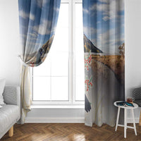 New Zealand Mount Taranaki Landscape Window Curtain Kokako Bird Polynesian Style